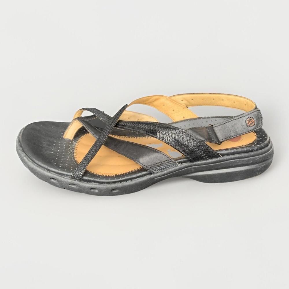 CLARKS sandals Flats Genuine Leather Black Sz 8.5 Womens